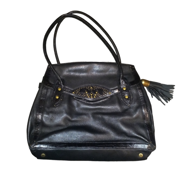 Cole hann vintage black and gold leather purse - Picture 1 of 10